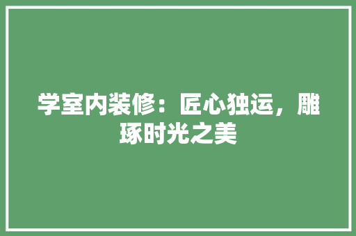 学室内装修：匠心独运，雕琢时光之美 现代风格装饰