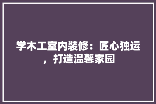 学木工室内装修：匠心独运，打造温馨家园 现代风格装饰