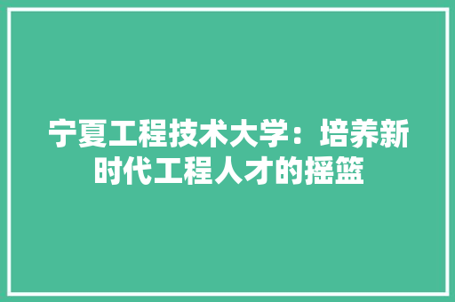 宁夏工程技术大学：培养新时代工程人才的摇篮 现代风格装饰