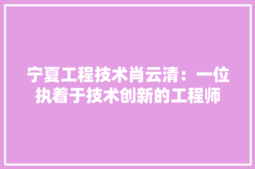 宁夏工程技术肖云清：一位执着于技术创新的工程师 现代风格装饰