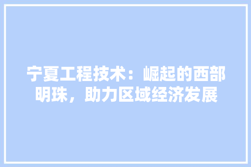 宁夏工程技术：崛起的西部明珠，助力区域经济发展 现代风格装饰