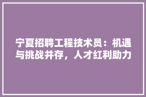 宁夏招聘工程技术员：机遇与挑战并存，人才红利助力区域发展 现代风格装饰