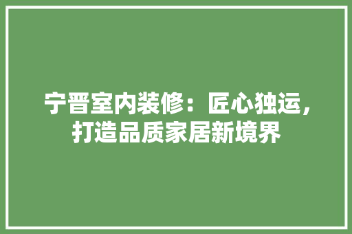 宁晋室内装修：匠心独运，打造品质家居新境界 现代风格装饰
