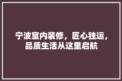 宁波室内装修，匠心独运，品质生活从这里启航 现代风格装饰