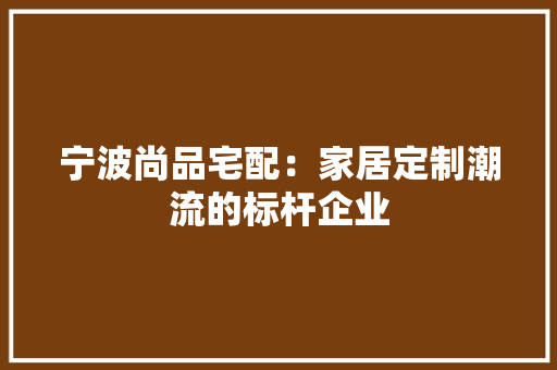 宁波尚品宅配：家居定制潮流的标杆企业 现代风格装饰
