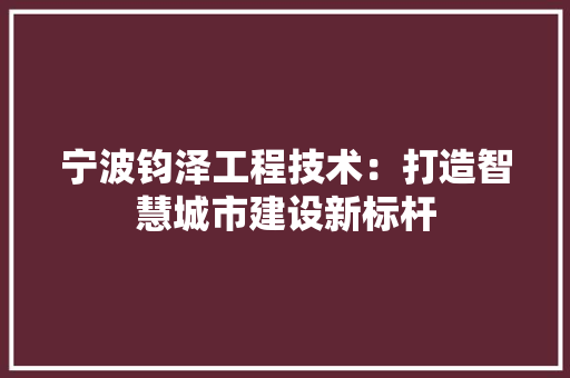 宁波钧泽工程技术：打造智慧城市建设新标杆 现代风格装饰