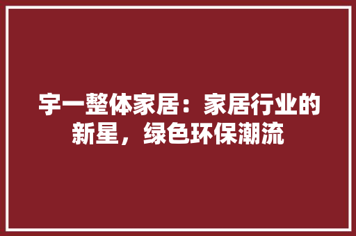 宇一整体家居：家居行业的新星，绿色环保潮流 现代风格装饰