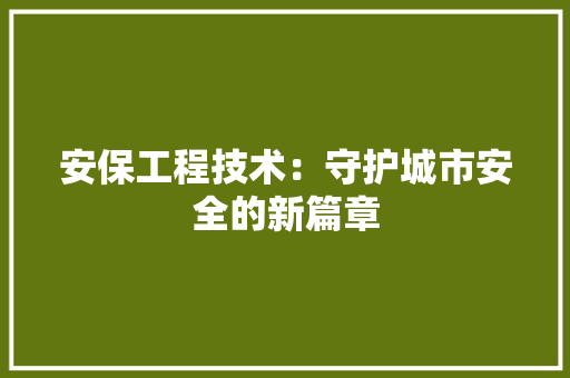 安保工程技术：守护城市安全的新篇章 现代风格装饰