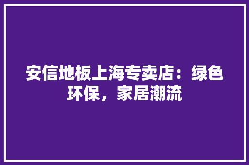 安信地板上海专卖店：绿色环保，家居潮流 现代风格装饰