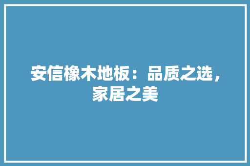安信橡木地板：品质之选，家居之美 现代风格装饰