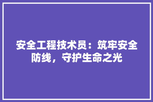 安全工程技术员：筑牢安全防线，守护生命之光 现代风格装饰