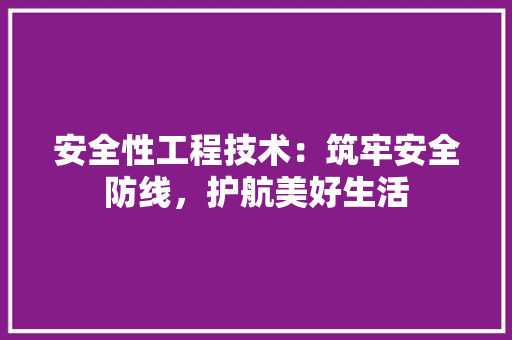 安全性工程技术：筑牢安全防线，护航美好生活 现代风格装饰