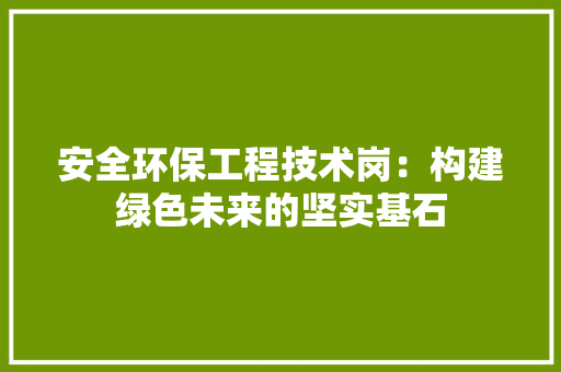 安全环保工程技术岗：构建绿色未来的坚实基石 现代风格装饰