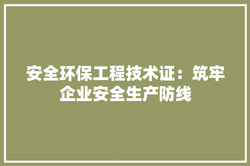 安全环保工程技术证：筑牢企业安全生产防线 现代风格装饰