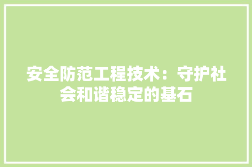 安全防范工程技术：守护社会和谐稳定的基石 现代风格装饰