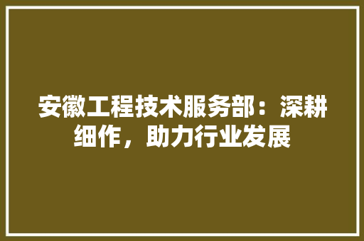 安徽工程技术服务部：深耕细作，助力行业发展 现代风格装饰