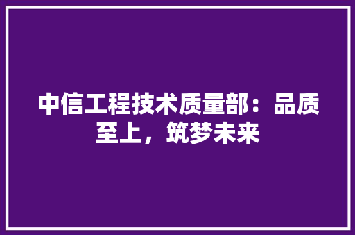 中信工程技术质量部：品质至上，筑梦未来 家居装修