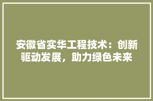 安徽省实华工程技术：创新驱动发展，助力绿色未来 现代风格装饰