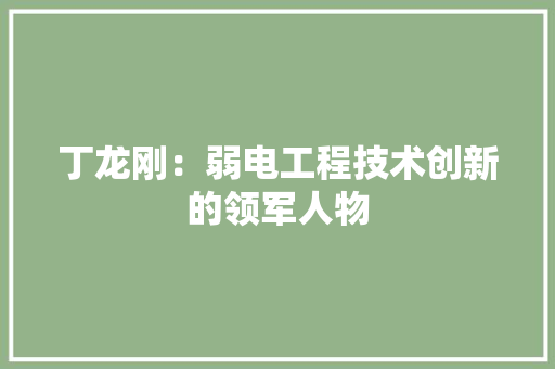 丁龙刚：弱电工程技术创新的领军人物