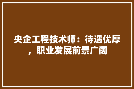 央企工程技术师：待遇优厚，职业发展前景广阔 现代风格装饰