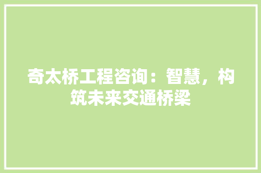 奇太桥工程咨询：智慧，构筑未来交通桥梁 现代风格装饰