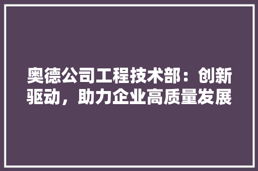 奥德公司工程技术部：创新驱动，助力企业高质量发展 现代风格装饰