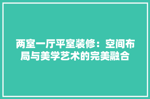 两室一厅平室装修：空间布局与美学艺术的完美融合 家居装修