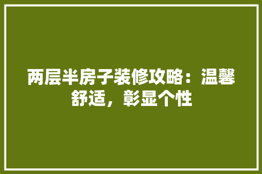 两层半房子装修攻略：温馨舒适，彰显个性 家居装修