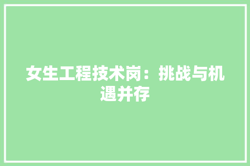 女生工程技术岗：挑战与机遇并存 现代风格装饰