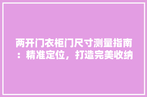 两开门衣柜门尺寸测量指南：精准定位，打造完美收纳空间 家居装修