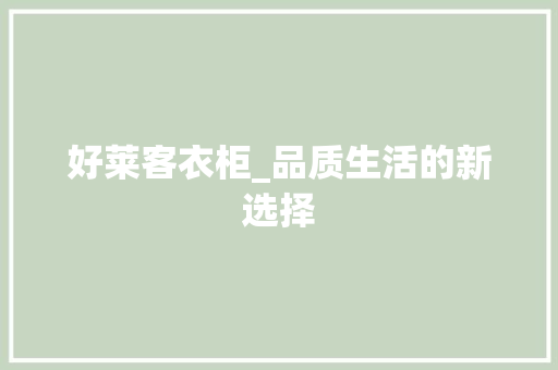 好莱客衣柜_品质生活的新选择 现代风格装饰