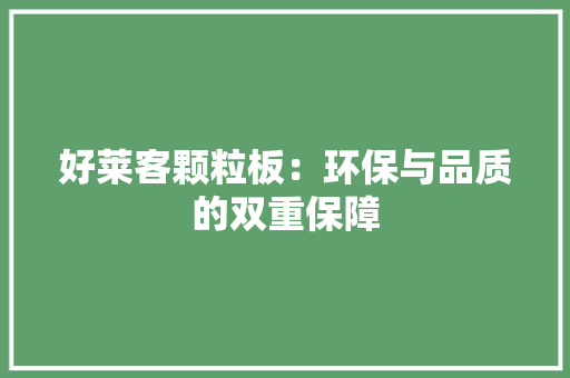 好莱客颗粒板：环保与品质的双重保障 现代风格装饰