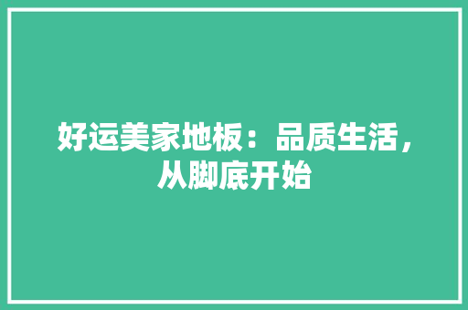 好运美家地板：品质生活，从脚底开始