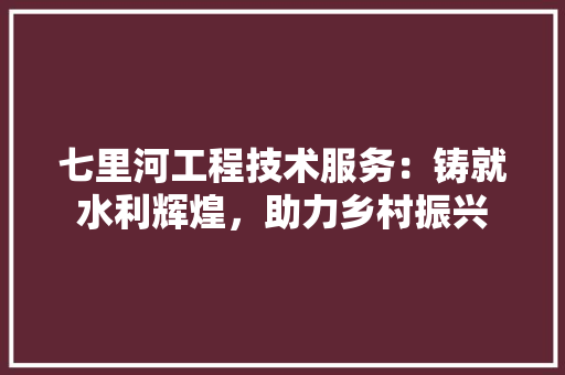 七里河工程技术服务：铸就水利辉煌，助力乡村振兴