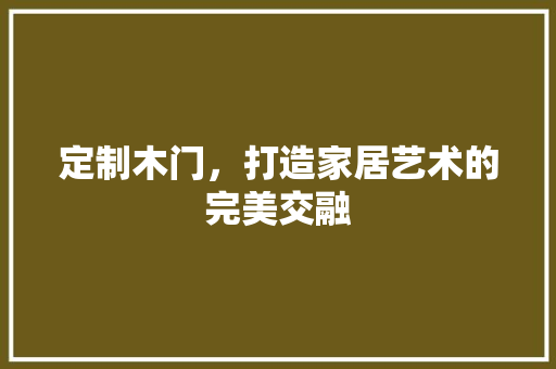 定制木门，打造家居艺术的完美交融 现代风格装饰