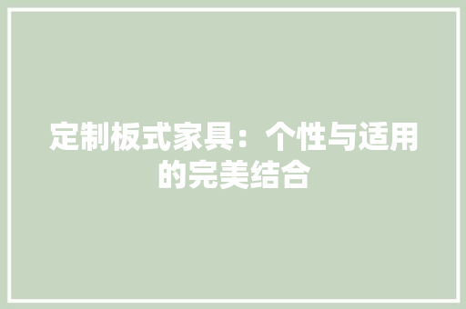 定制板式家具：个性与适用的完美结合 现代风格装饰