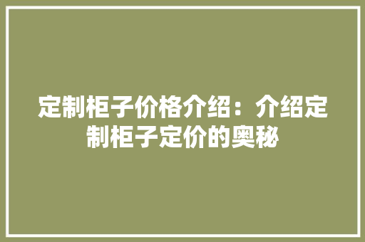 定制柜子价格介绍：介绍定制柜子定价的奥秘 现代风格装饰