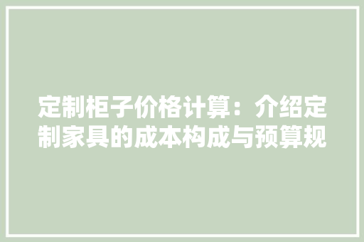 定制柜子价格计算：介绍定制家具的成本构成与预算规划 现代风格装饰