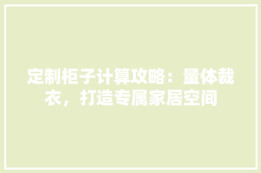 定制柜子计算攻略：量体裁衣，打造专属家居空间 现代风格装饰