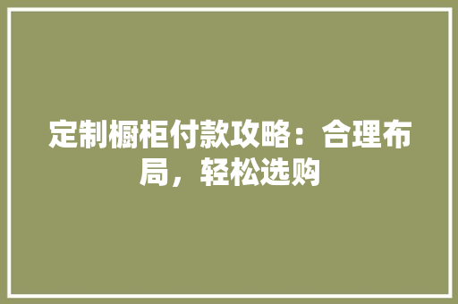 定制橱柜付款攻略：合理布局，轻松选购 现代风格装饰