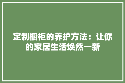 定制橱柜的养护方法：让你的家居生活焕然一新 现代风格装饰