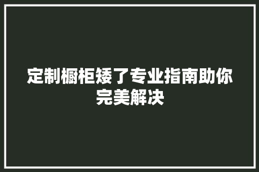 定制橱柜矮了专业指南助你完美解决 现代风格装饰