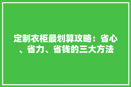 定制衣柜最划算攻略：省心、省力、省钱的三大方法 现代风格装饰
