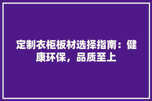 定制衣柜板材选择指南：健康环保，品质至上 现代风格装饰