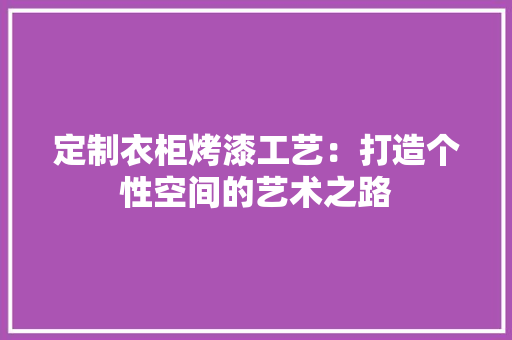 定制衣柜烤漆工艺：打造个性空间的艺术之路 现代风格装饰
