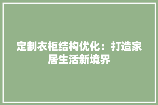 定制衣柜结构优化：打造家居生活新境界 现代风格装饰