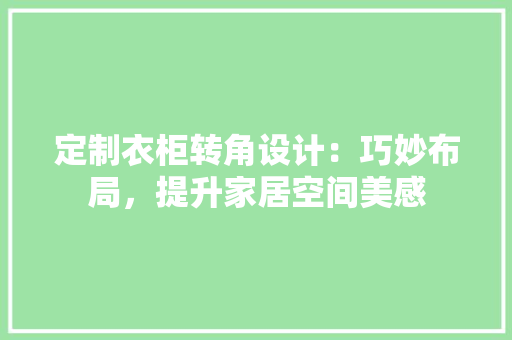 定制衣柜转角设计：巧妙布局，提升家居空间美感 现代风格装饰