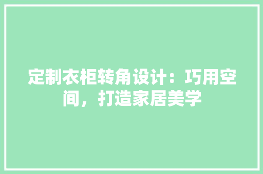 定制衣柜转角设计：巧用空间，打造家居美学 现代风格装饰