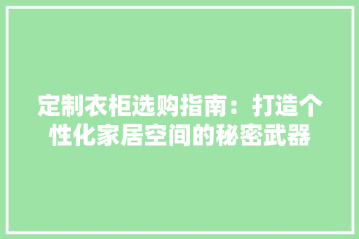 定制衣柜选购指南：打造个性化家居空间的秘密武器 现代风格装饰