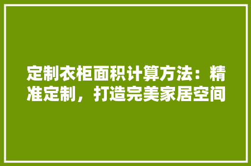 定制衣柜面积计算方法：精准定制，打造完美家居空间 现代风格装饰